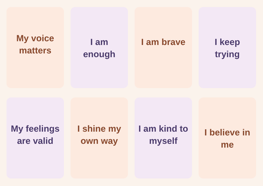 Confident Girl Affirmation Cards sheet 2