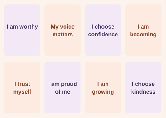 Confident Girl Affirmation Cards sheet 1